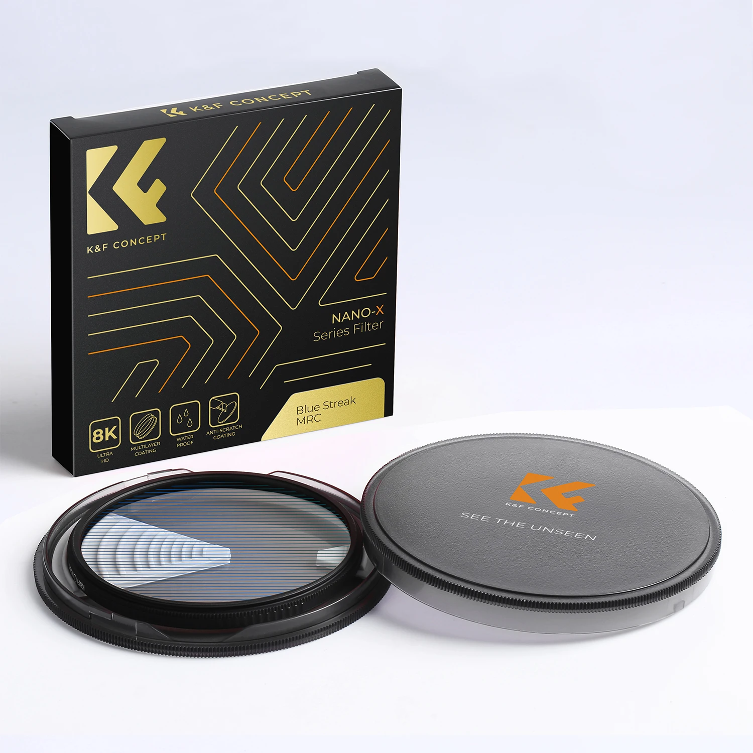 K & F Concept 67mm Blue Streak Effect Lens Filter Anamorphic Optical Glass Light Flare Effect Filter per obiettivo della fotocamera 72mm 82mm