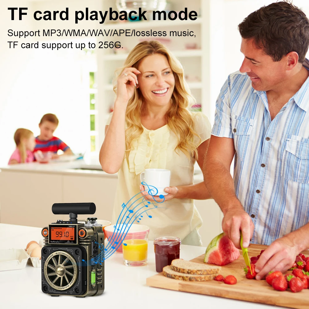 HRD-777 วิทยุฉุกเฉิน FM MW SW VHF WB Full-Band Bluetooth วิทยุปลายนิ้ว Gyroscope มินิวิทยุ Multi-Function Mini ลําโพง