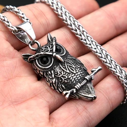 Fashion Vintage Viking Owl Necklace Stainless Steel Nordic Celtic Knot Pendant For Men Animal Amulet Jewelry Gift Dropshipping