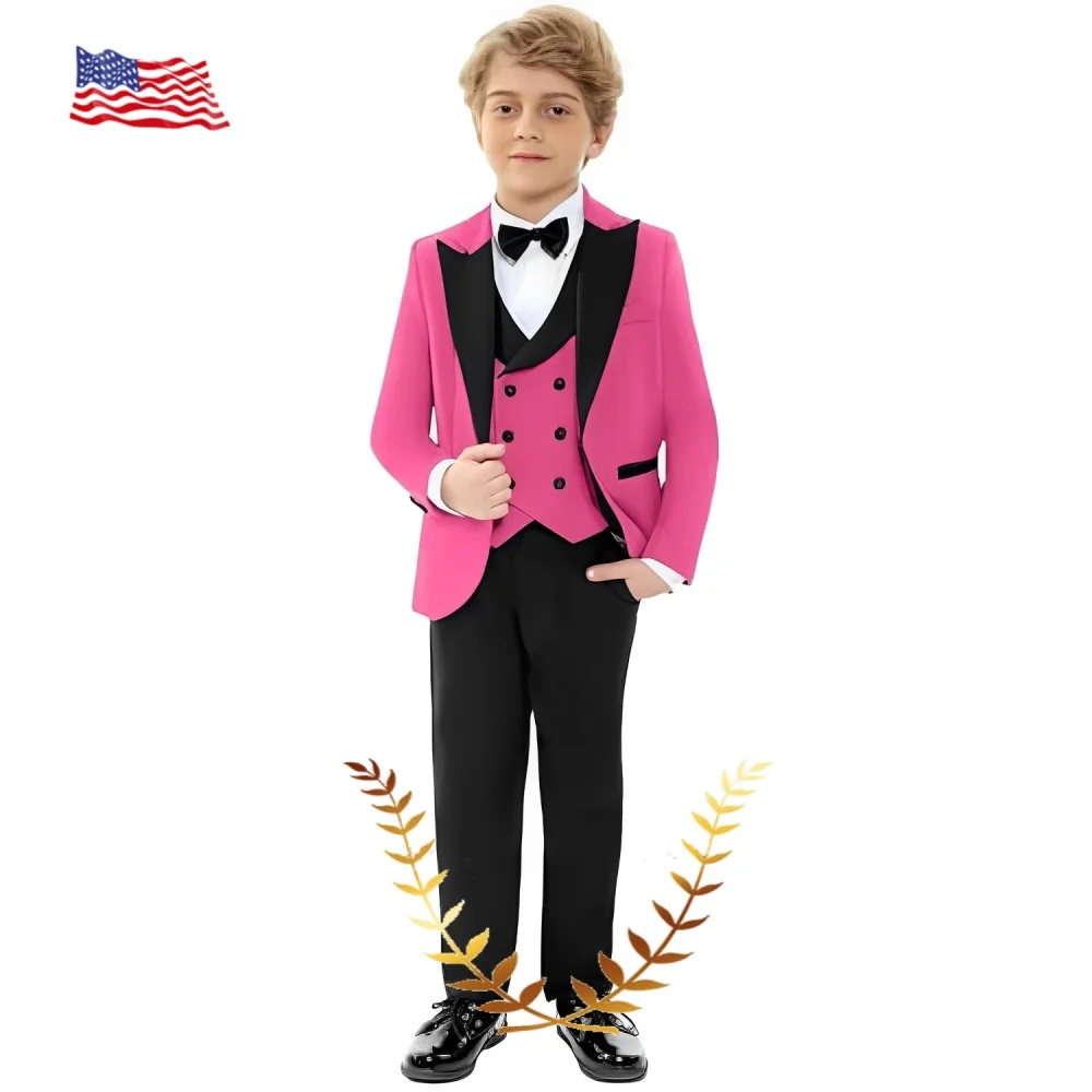 

Formal Boys Suit 3 Pieces Set Double Breasted Jacket Pants Vest Wedding Prom Birthday Party Kids Tuxedos