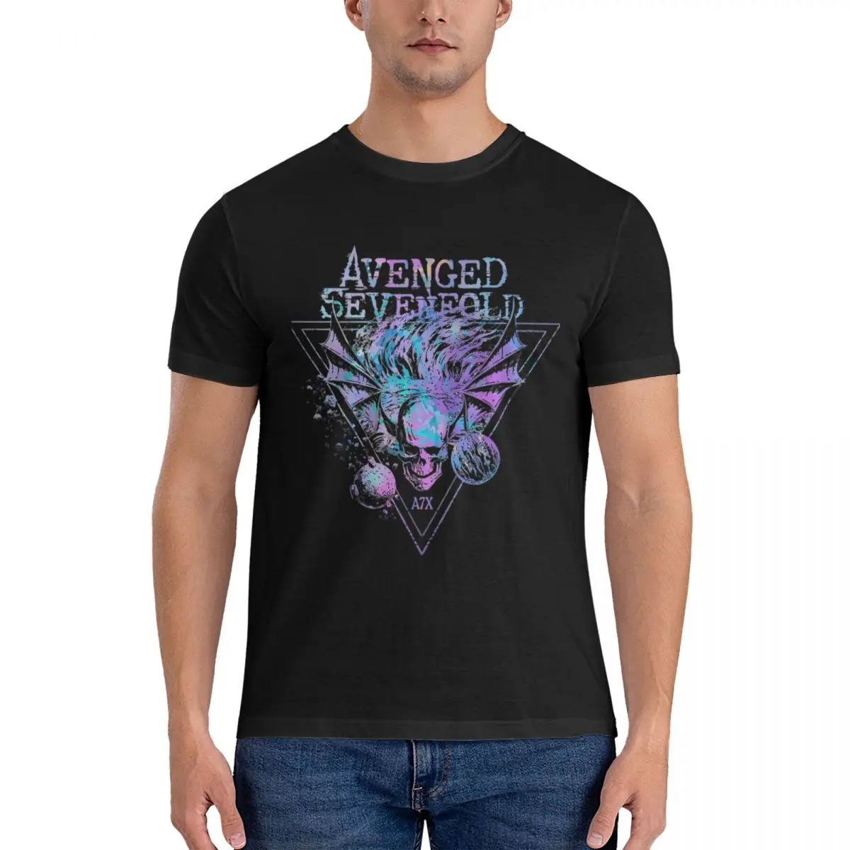 Amazing Men's T Shirt Avenged Sevenfold Rock Creative Tee Shirt Short Sleeve Round Neck T-Shirts Cotton Printing Tops