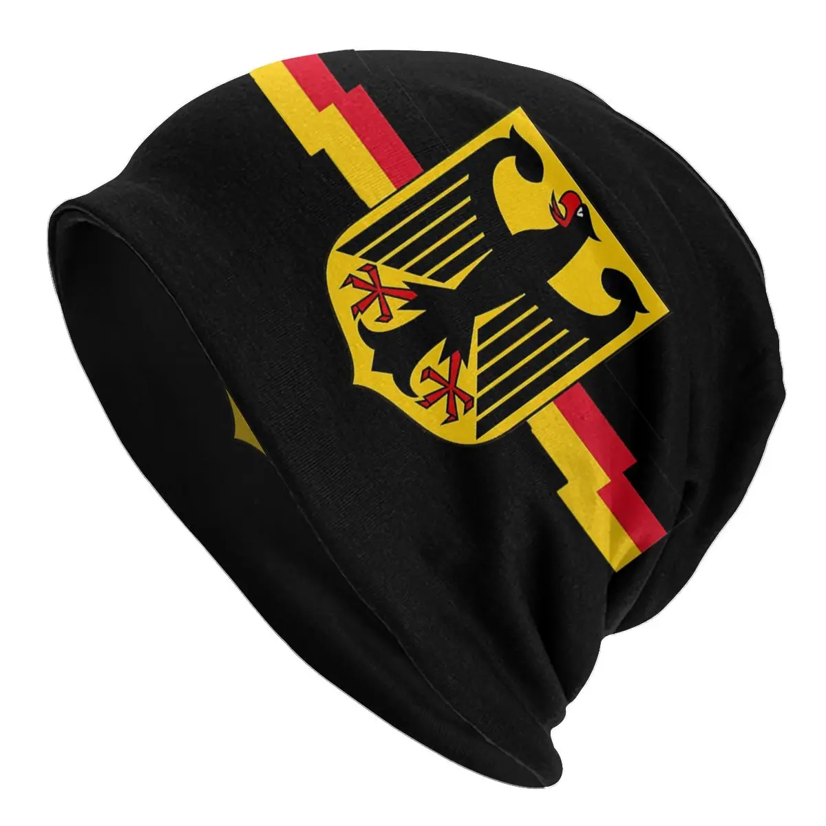 Custom Unisex Winter Warm Bonnet Knitting Hats Cool German Eagle On Shield Beanie Cap Outdoor Ski Germany Flag Beanies Caps