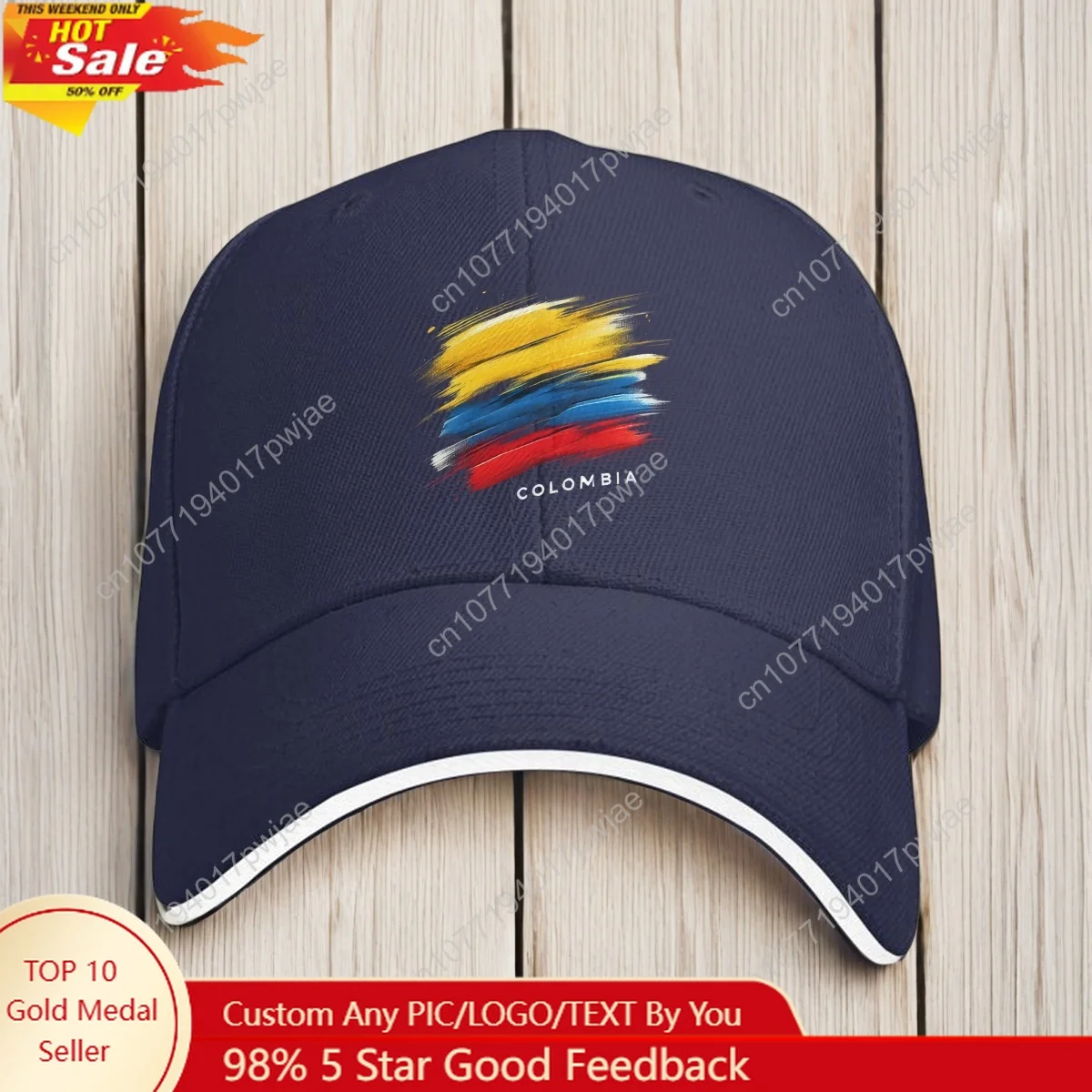 

[Colombia Flag Baseball Cap] Lightweight Polyester Colombia Flag Baseball Cap | Adjustable Snapback Trucker Hat for Men & Women,