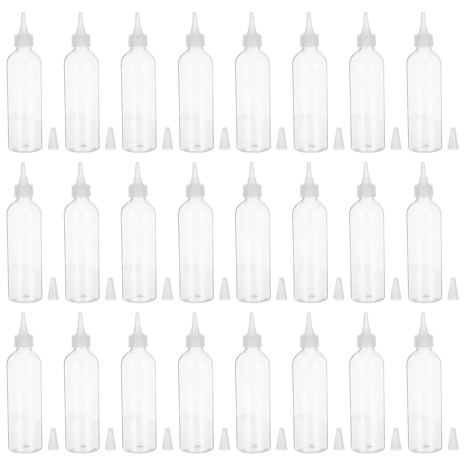 

24Pcs Clear Pointed Tip Squeeze Bottles 100ml Leakproof Plastic Refillable Travel Bottles for Skincare Cosmetics Craft Paint