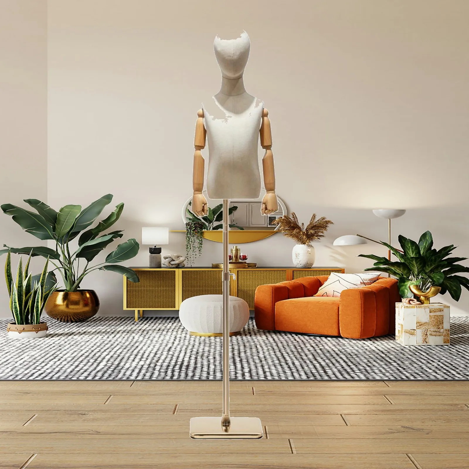Adjustable Kids Mannequin for Clothing Boutique Linen Textile Body Metal Stand for Store Window Display