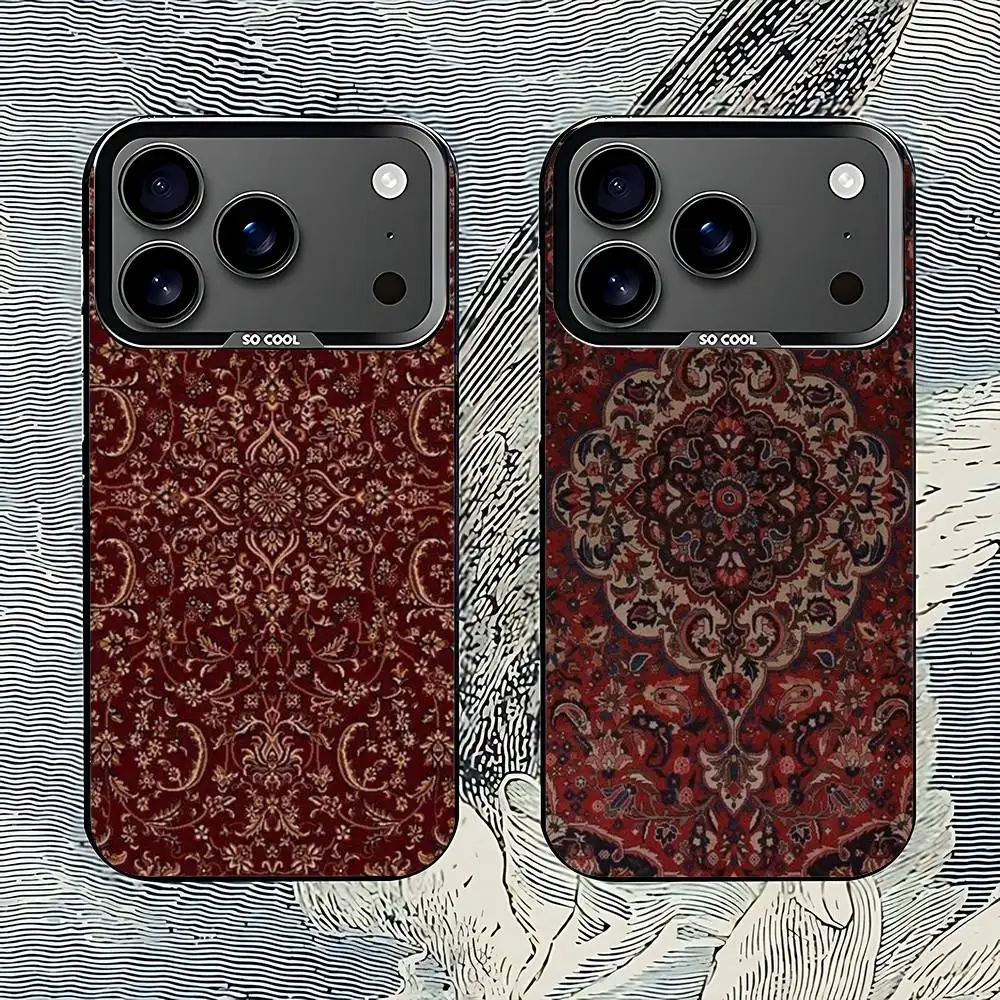 

Persian Carpet Floral Pattern Phone Case For iPhone 17,16,15,14,13,12,11,Pro,Max,Plus,E,Air,Mini Black IMD Cover