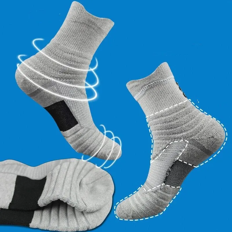 3pairs/Lot Men\'s Socks Compression Stockings Breathable Basketball Sports Cycling Socks Moisture Wicking High Elastic Tube Socks