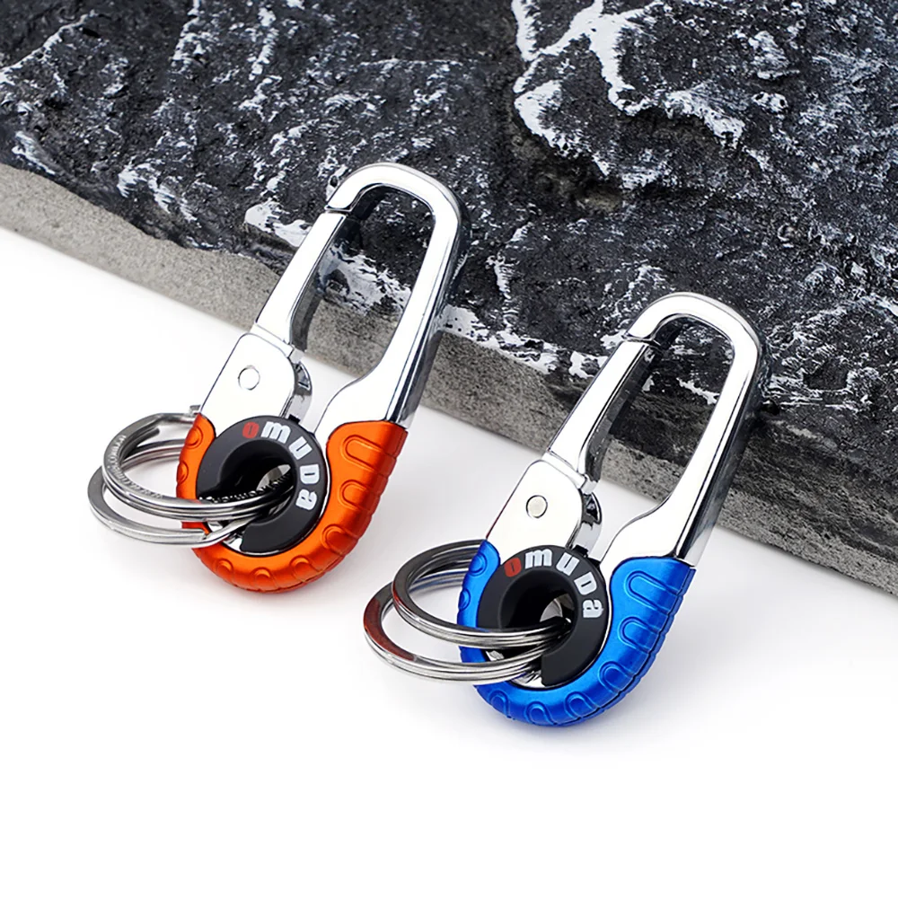 OMUDA-Stainless Steel Buckle Keychain Outdoor Carabiner Climbing Tools Double Ring Car Keychain Keyring Auto Car Accessories