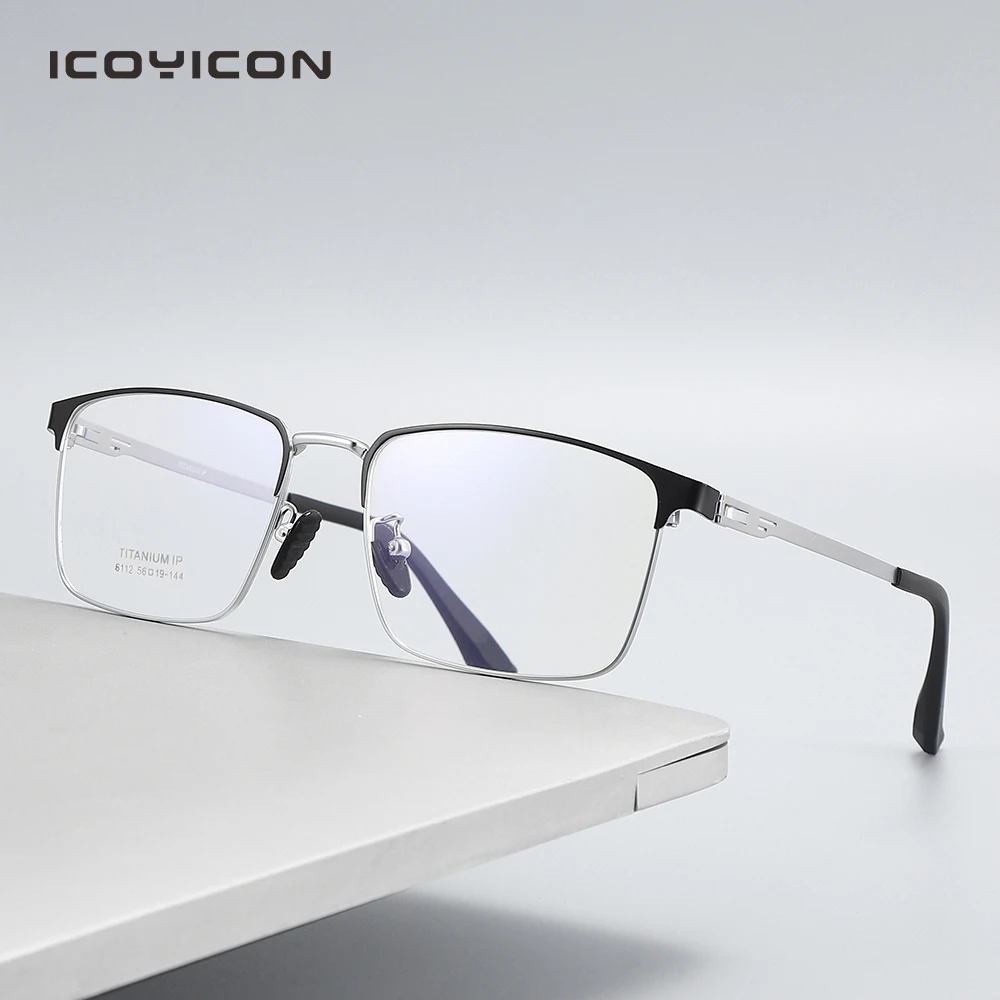 Titanium Eyewear Men Square Myopia Prescription Glasses Frame Screwless Full Optical Eyeglasses New Classic 6112