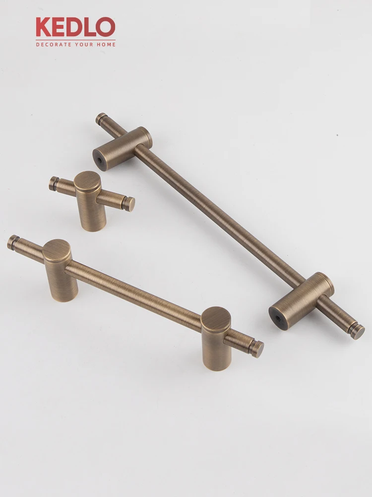 KEDLO Massivmessing 1000mm/800mm/700mm Handtuchhalter Küchenschrank Antik-Messinggriff Badezimmer Gebürsteter Messing-Armlehnenhalter – Detail 6