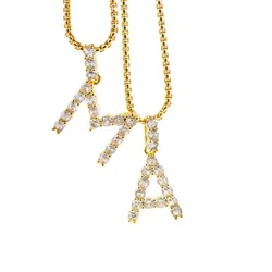 Fashion 26 Initials Letter Necklace Gold Plated Copper CZ Zircon Custom Name A-Z Alphabets Chokers For Women Jewelry Gift New