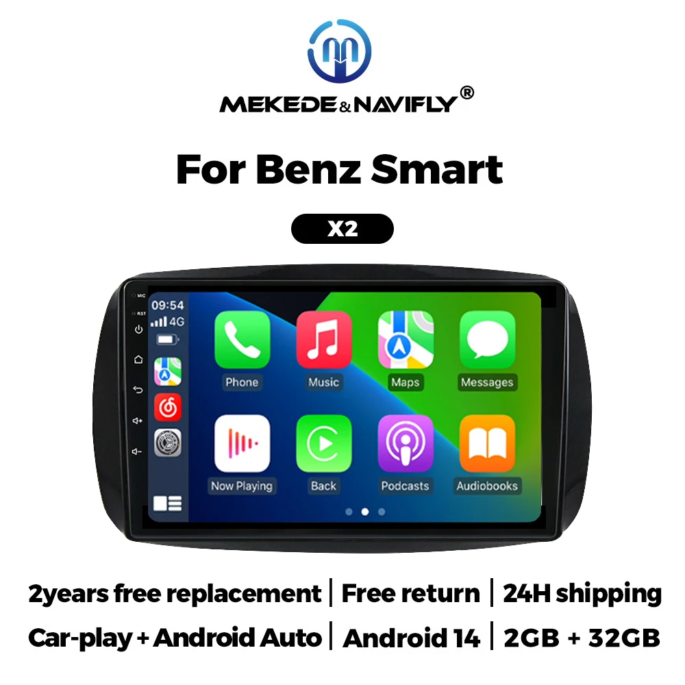 

Автомобильная интеллектуальная система для Benz Smart 2014-2020, автомобильное радио, мультимедийный видеоплеер для Carplay, Android, автомобильный экран в стиле Теслы
