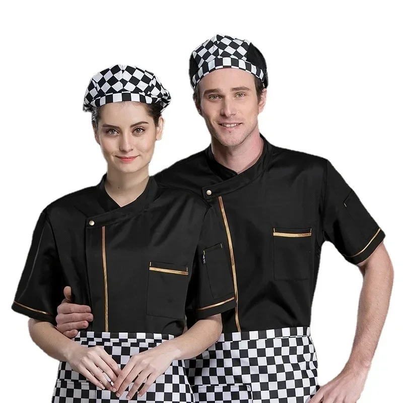 Vendita all'ingrosso unisex cucina chef uniforme estate manica corta traspirante hotel abbigliamento da lavoro ristorante abiti da lavoro chef utensili