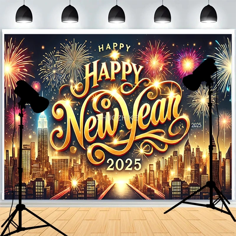 Schwarz Gold Weihnachten Tag Kranz Fotografie Hintergrund Süßigkeiten Wohnzimmer Familie Party Neujahr Urlaub Hintergrund KE-01