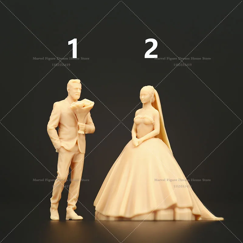 

1/64 1/43 Scale Miniature Scene Dolls Western Style Wedding Ceremony Happiness Bride And Groom Unpanited White Mini Figure Model