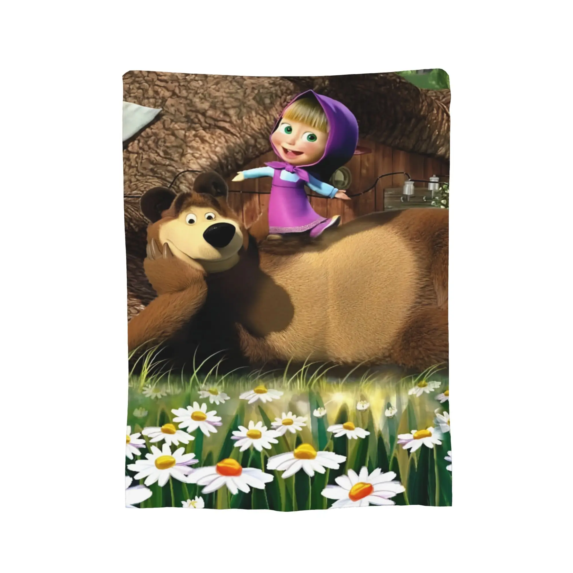 M-Mashas and B-Bears Meadow Play Flannel Blankets Winter  Warm Soft Throw Blanket for Child Couch Chair Bedspread Sofa Bed Cover