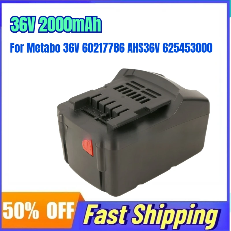 36V 2000mAh Rechargeable Battery for Metabo 36V 60217786 AHS36V 625453000 Electric Drill Impact Drill Lithium Battery