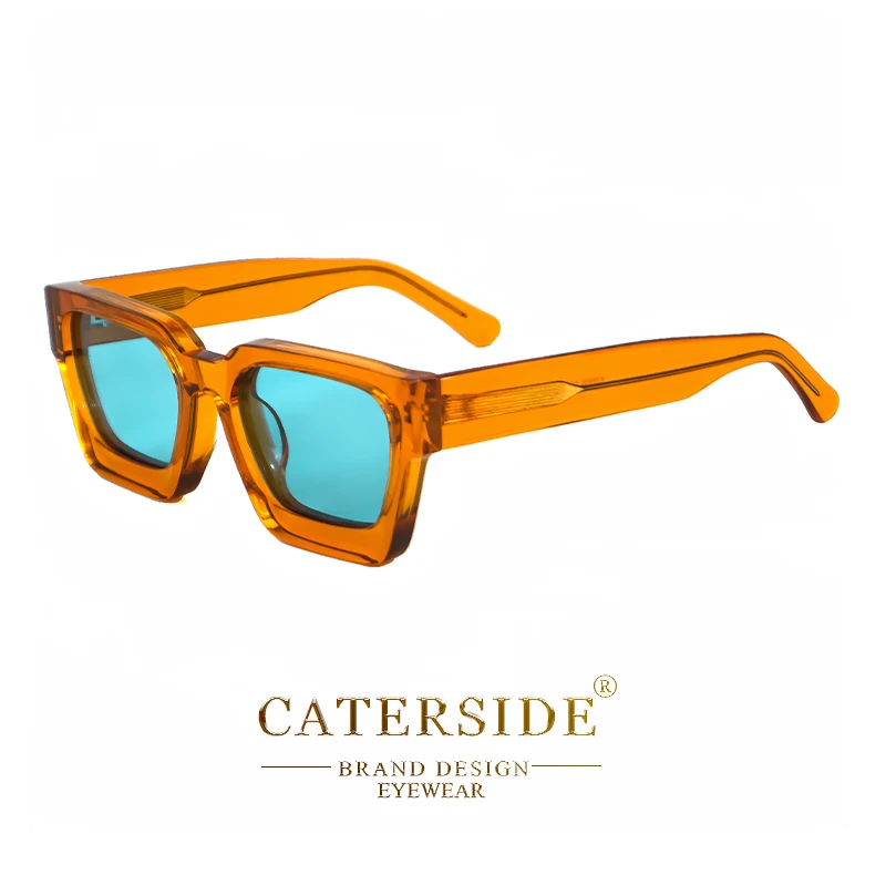 CATERSIDE Retro Polarisierte Quadratische Sonnenbrille Herren Hochwertiger Acetat-Rahmen Damen Sonnenbrillen Fahren Sport Oculos De Sol UV400