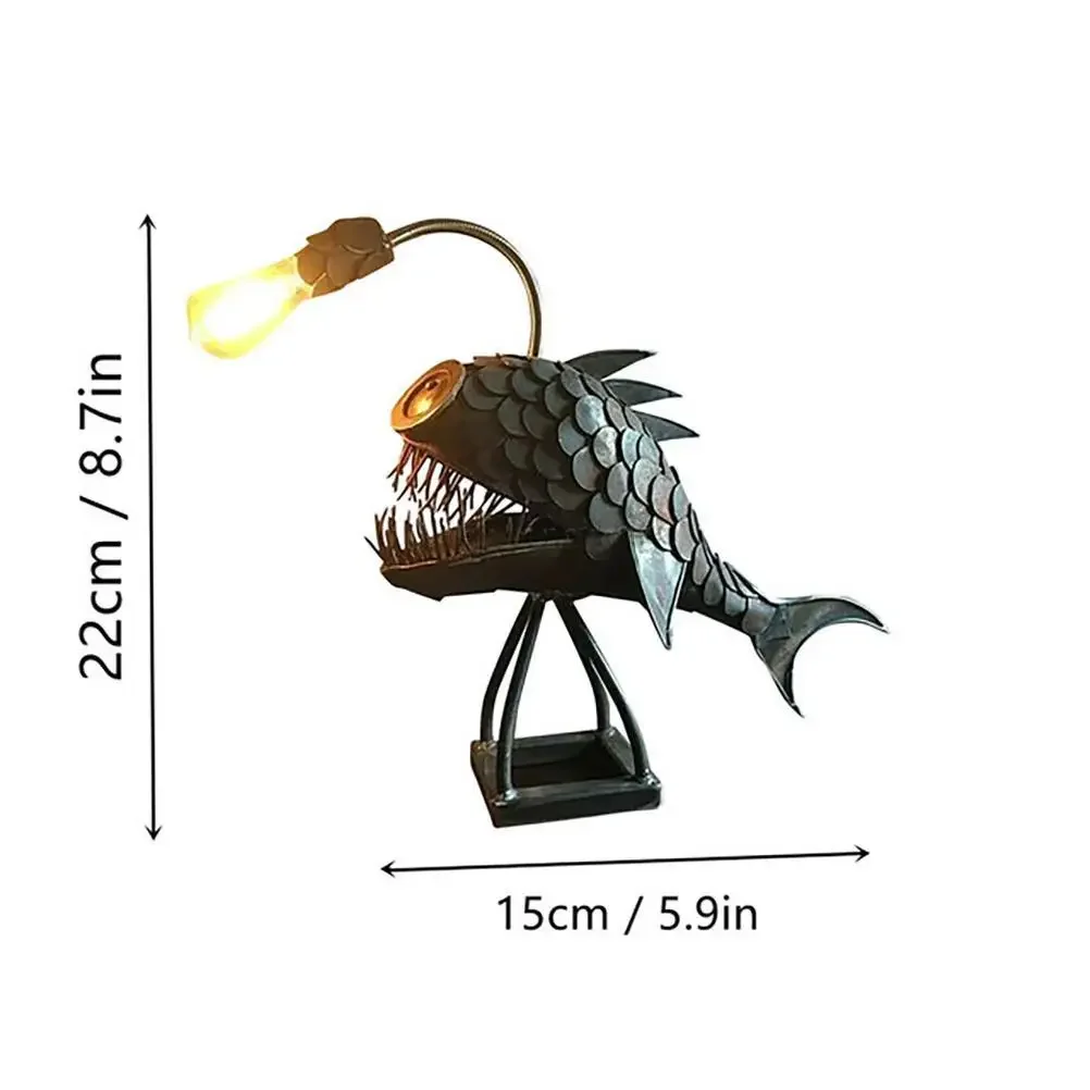 Retro Table Lamp Angler Fish Night Light Flexible Lamp Head Artistic Table Lamps for Home Bar Cafe Home Art Decorative Ornaments