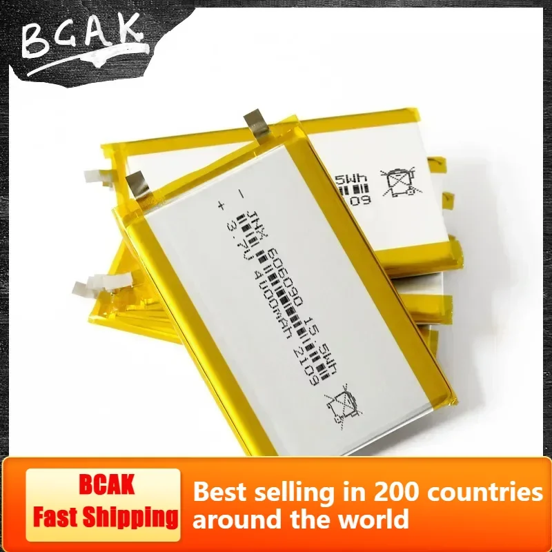 HOT Universal BCAK 3.7V 606090 4000mAh Battery Lithium Polymer Rechargeable Cells for GPS PSP DVD Toy Powerbank Power Bank Table