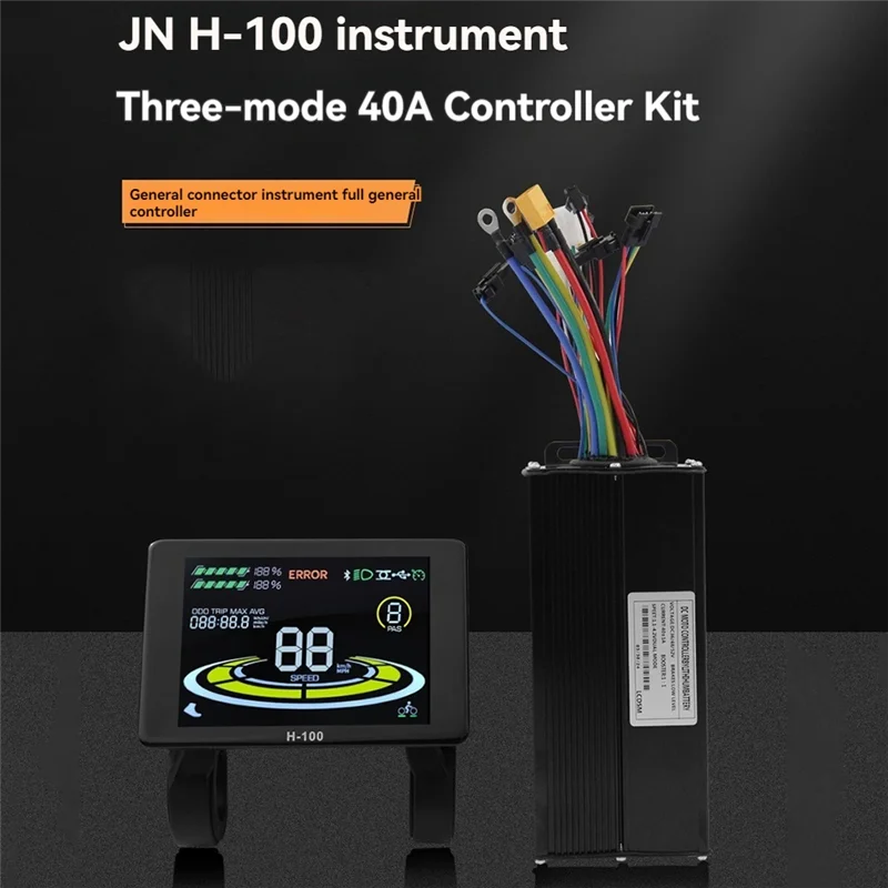 

ABGH-Li- Power Boost Conversion Kit H-100 Color Meter With 40A Controller And 20X Handlebar Boost Kit Junction Box