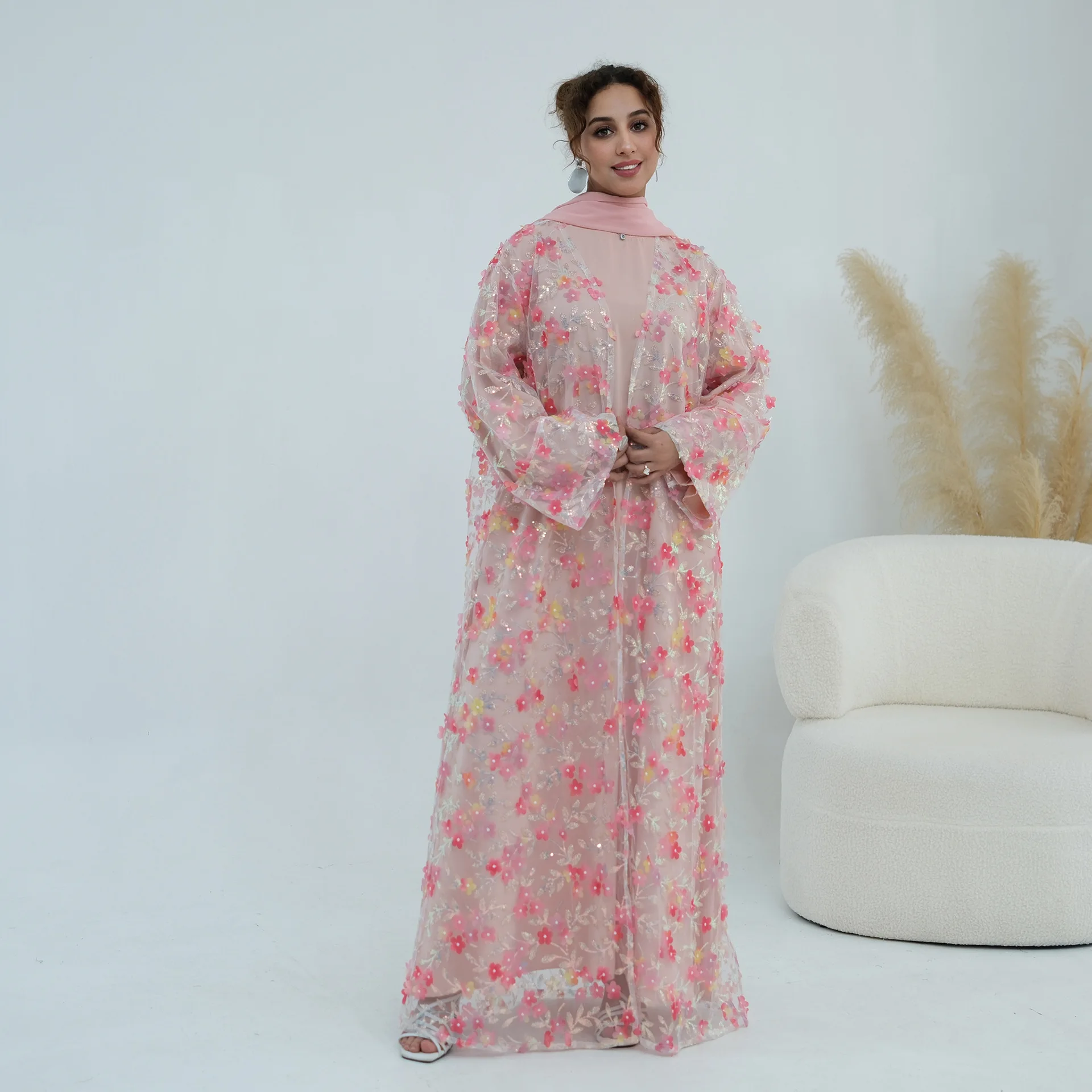 2026 Luxus-Abaya EID 3D Blumen – Embroidery Hijab Bewertung und Preis