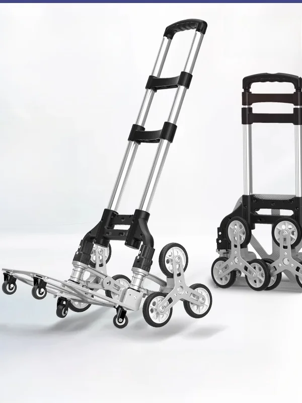 

Aluminum Alloy Hand-Pulled op Cart Stair Climbing Wagon Portable Vegetable Bung Cart Load Bearing Retractable Handle