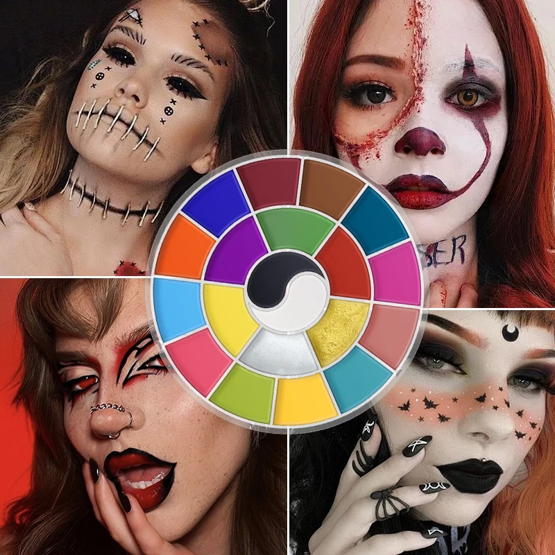 20 Color Professional Face & Body Paint Palette Long Lasting Face Painting Cosmetic For Halloween Special Effects&Cosplay Makeup