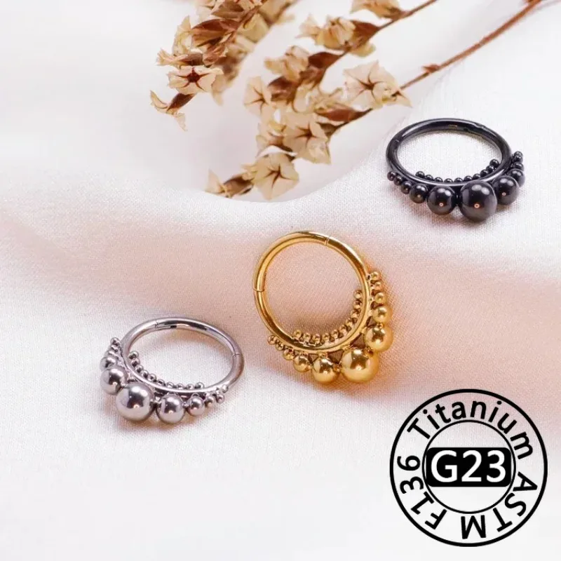 2/5pcs F136 Titanium Piercings Tragus 16G Zircon flower nose ring Cartilage Septum Clicker Hinged Segment Earrings Body Jewelry