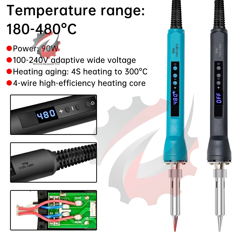 

AC 220V 90W Digital Soldering Iron Adjustable Temperature Electric Soldering Iron Welding Pen Household Hand Repair Tools