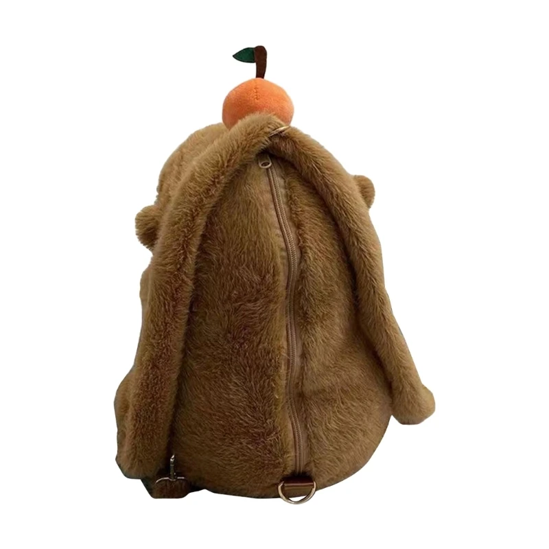 Bolsa escolar pelúcia desenho animado capivara mochila para uso diário linda bolsa pelúcia n84e