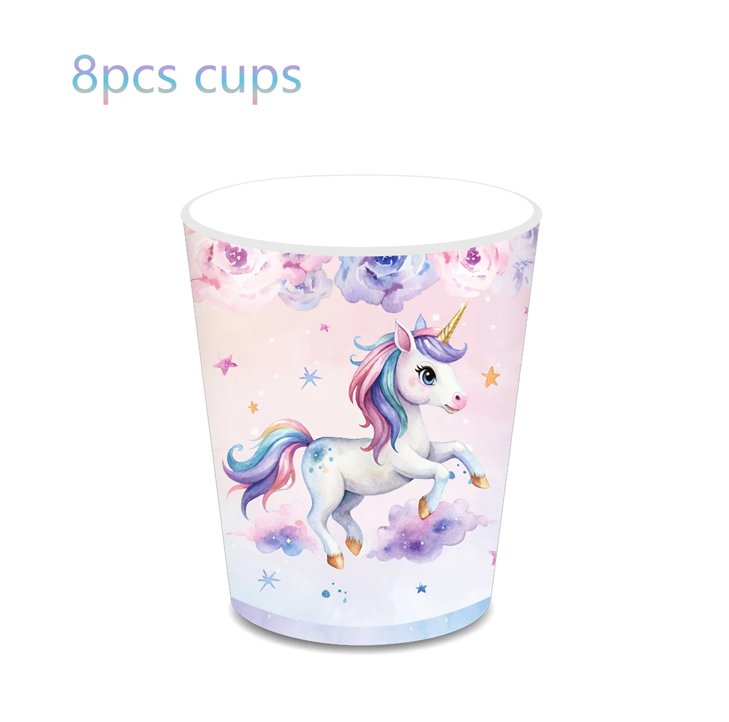 Einhorn Einweggeschirr Teller Servietten Tischdecke Cupcake-Ständer für Geburtstagsdekoration Partyzubehör – Detail 6