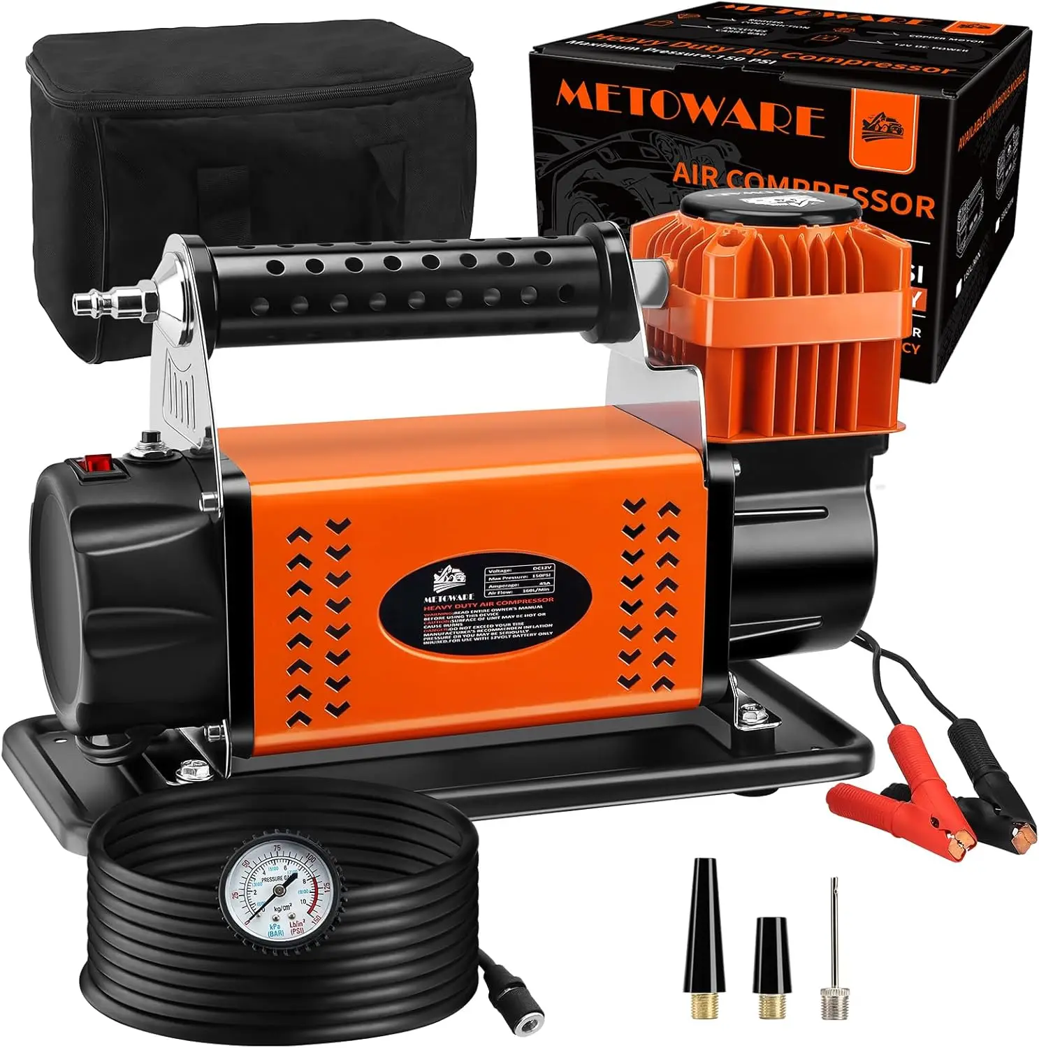 

Сверхмощный портативный воздушный компрессор 12 В, накачка шин для автомобилей, внедорожников, квадроциклов, грузовиков до 150 фунтов на квадратный дюйм, инструмент для обслуживания автомобилей