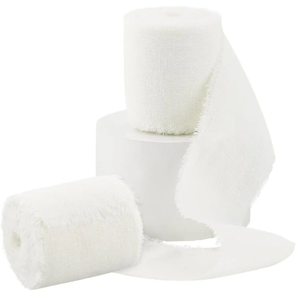 

2 Roll White Chiffon Ribbon Fringe Chiffon Silk Ribbon 1-3/4 inch X 5 Yard Fringe Fabric Ribbon for Gifts Wrapping Wedding