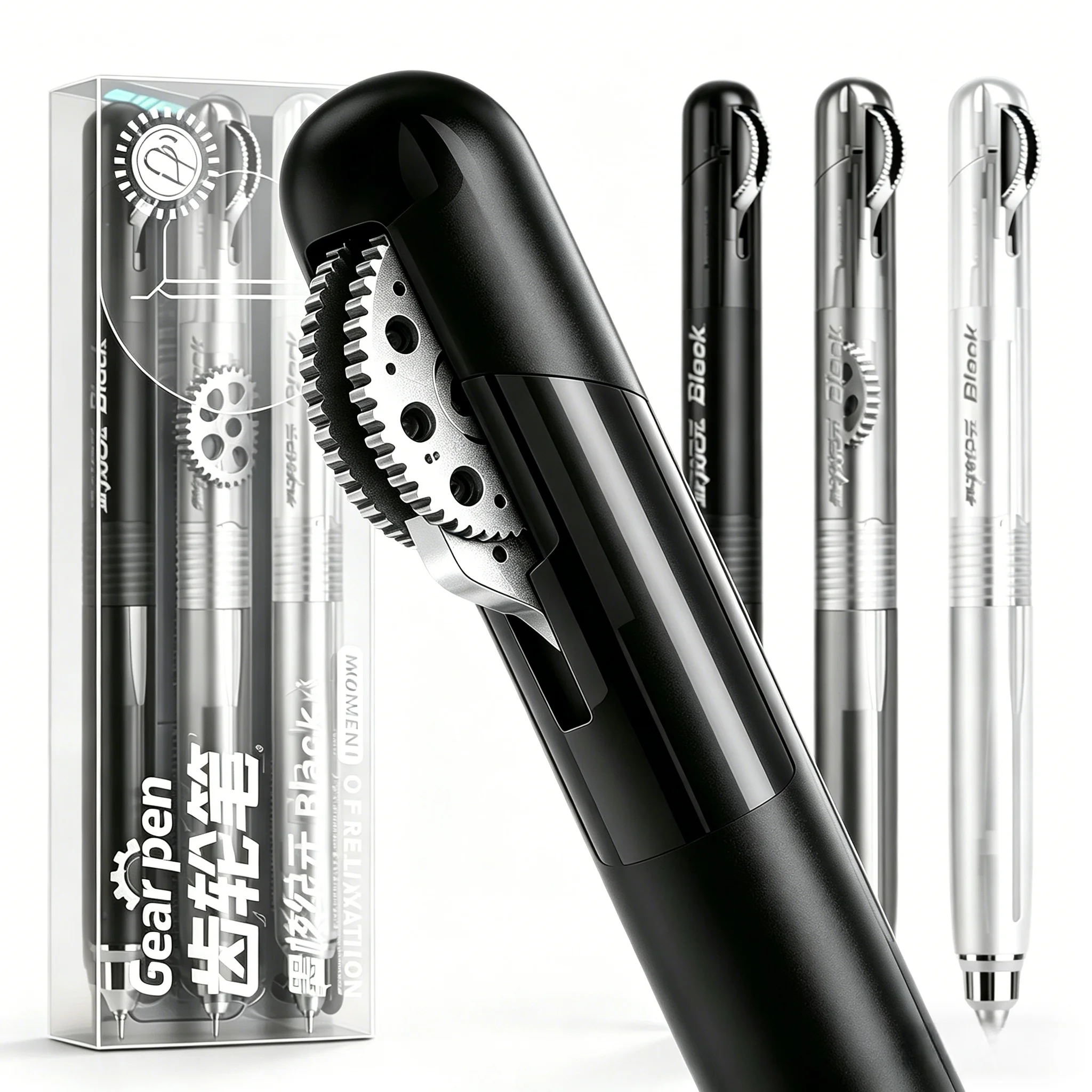

Ручки-фиджеты Gear Pen, гелевые ручки с черными чернилами 0,5 мм, выдвижные шариковые ручки с низким центром тяжести для плавного письма