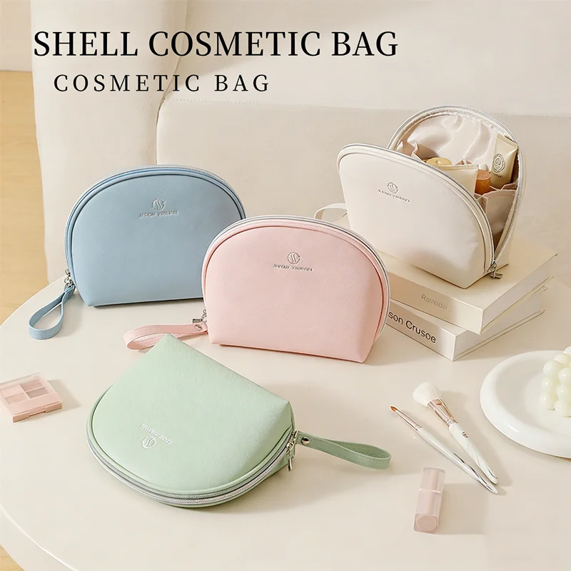 

Портативная полукруглая косметичка из искусственной кожи, многофункциональная сумка для хранения помады и туалетных принадлежностей, подарочная сумка-клатч