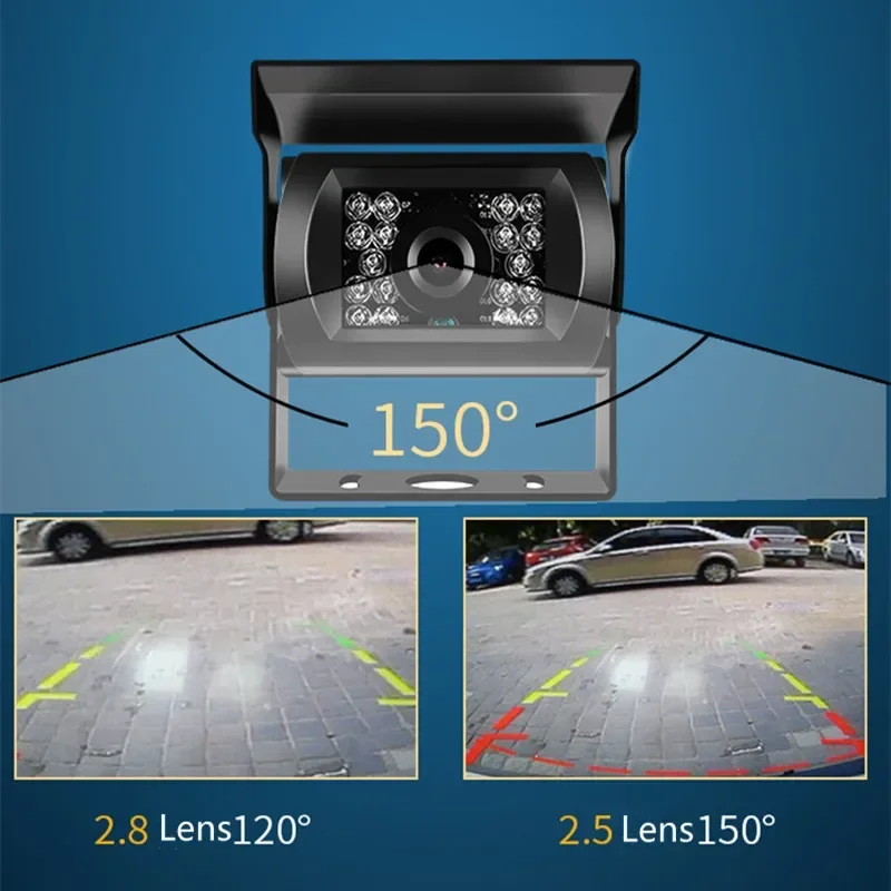 كاميرا الرؤية الخلفية لشاحنة Bileeko 18 LED للرؤية الليلية احتياطية مقاومة للماء ومضادة للصدمات لالتقاطات مقطورة الشاحنة RV