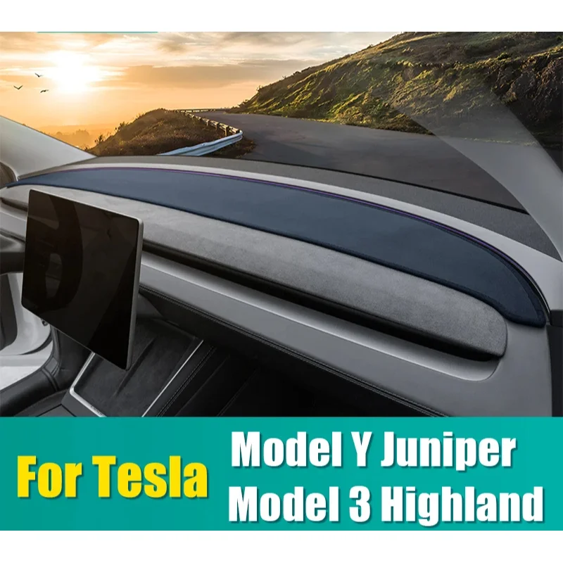

Для Tesla Model Y Launch Juniper 2025 2026 Новая модель 3 Highland 2024 2025 Приборная панель автомобиля Солнцезащитный козырек Нескользящий коврик Аксессуары