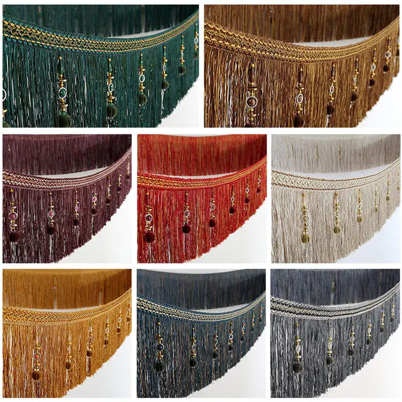 2/4/6 Meter European Style Tassel Beaded Curtain Fringe Sewing Trim DIY Sofa Curtain Trim Tassel Edge Decor Accessories 16-20cm