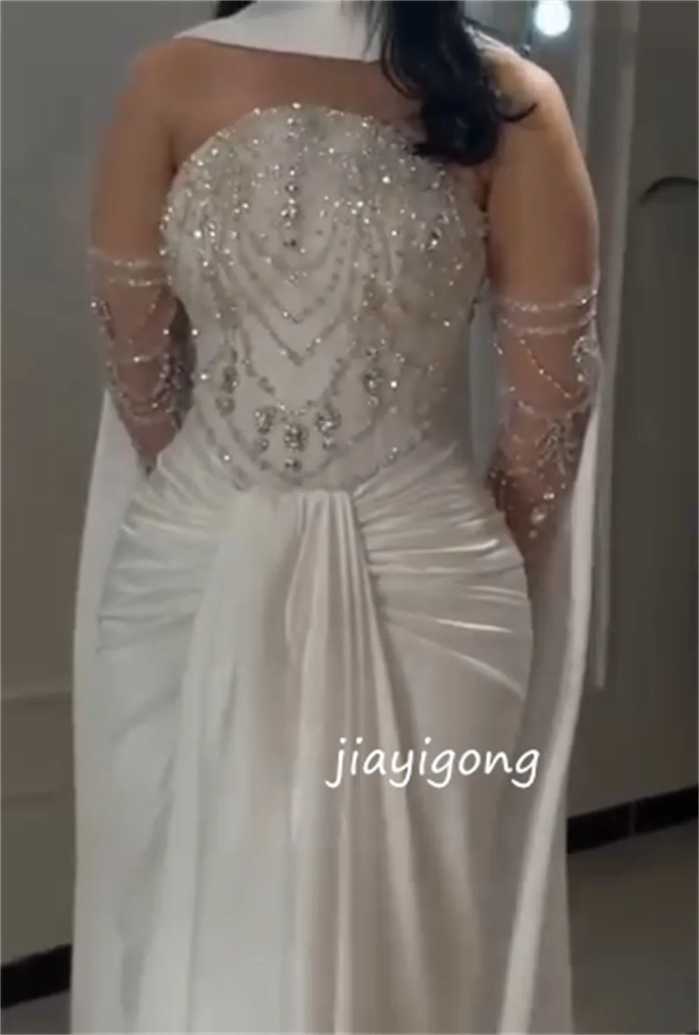 Customized High Quality Pattern Sequined Pleat Straight Strapless Long Dresses Bespoke Occasion Evening Exquisite