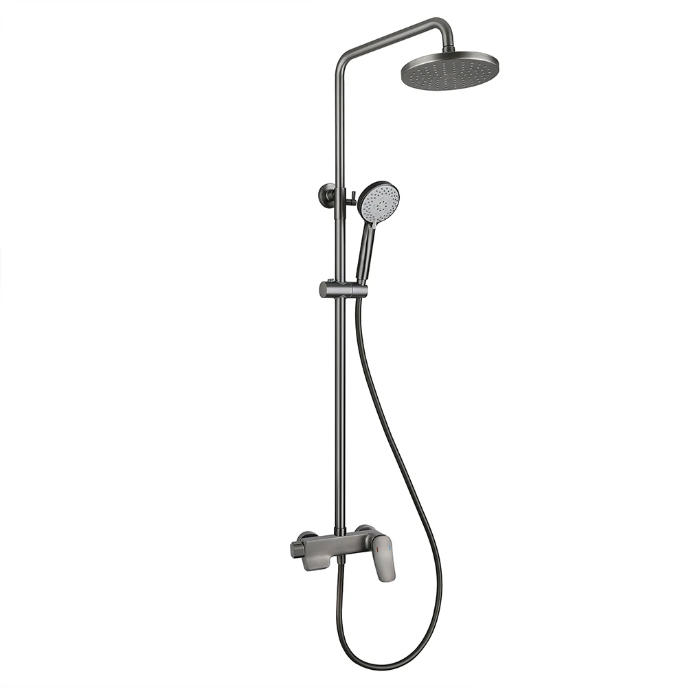 SKOWLL Bathroom Shower System Wall Mounted Tub Spout Shower Fixture Rainfall Shower Mixer Set with Handheld, Gun Grey XY-7207