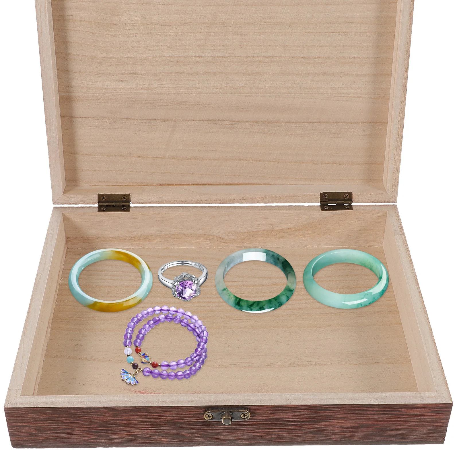 

1Pcs Wooden Storage Case Simple Container Brown Lockable Jewelry Box Rustic Organizer Wooden Storage Chest Charming Jewelry Box