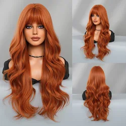New fashion wig female long curly hair orange big wave synthetic fiber high temperature silk wig full head cover