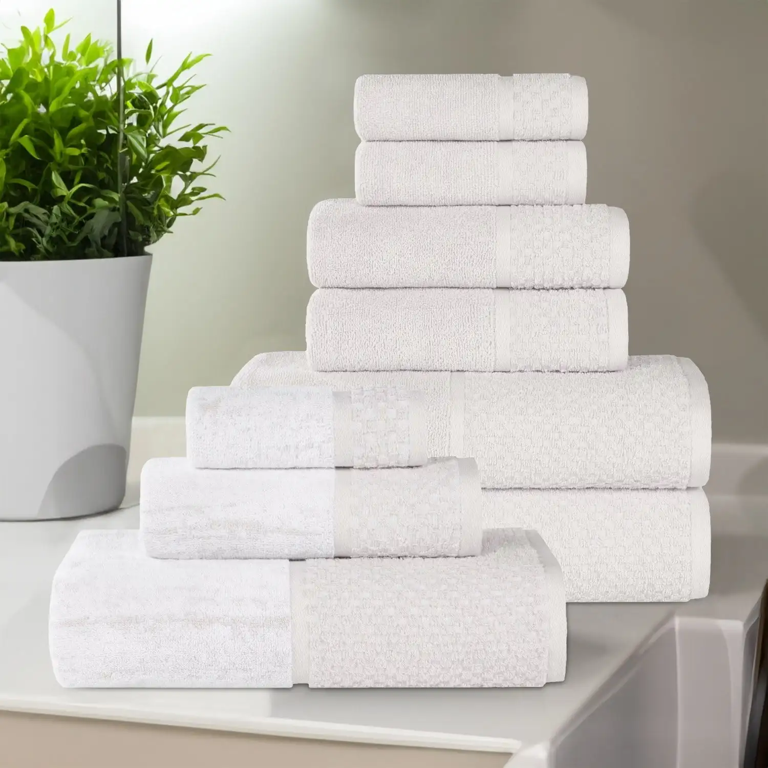

Lodie Cotton 9 Piece Towel Set, Black-Ivory
