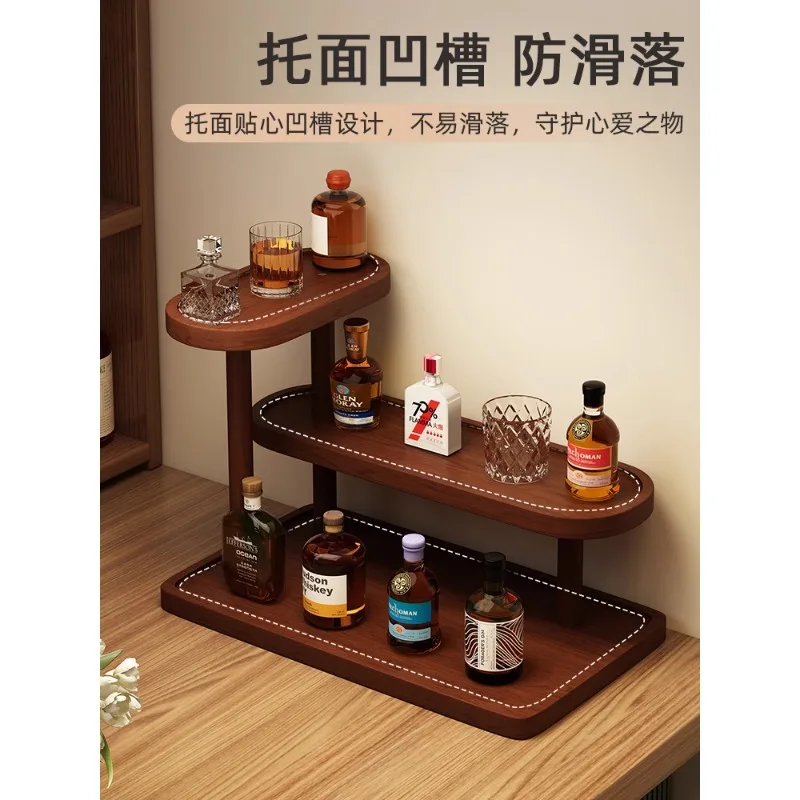 Desktop wine cabinet, shelf, mini bar counter, wine cabinet, small wine rack, foreign wine display rack, multi-layer wine glass