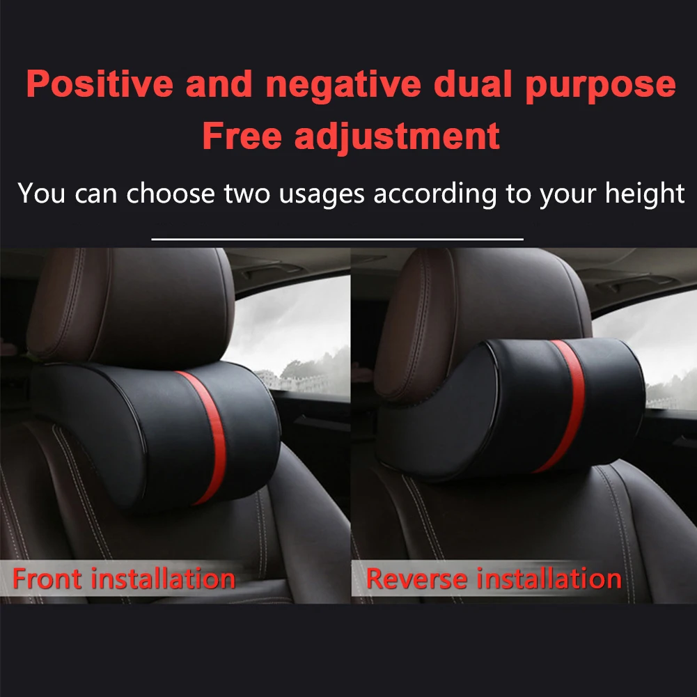 PU Leather Car Headrest Breathable Head Neck Rest Pillow Memory Foam Car Seat Head Support Pillow Neck Cushion Car Accessories