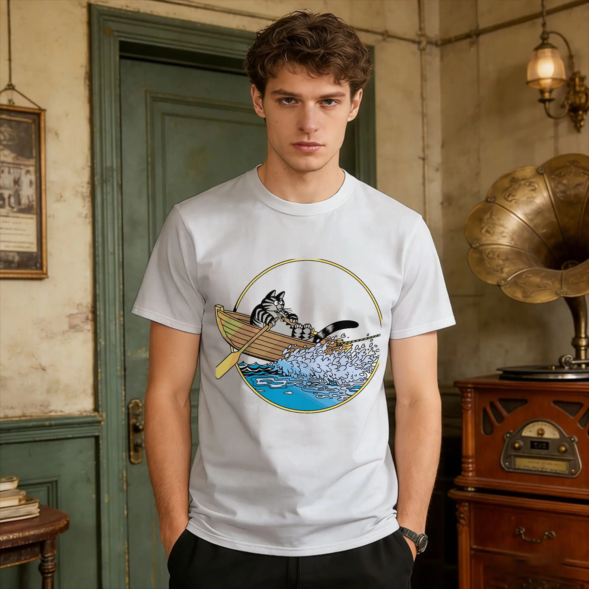 Mens T Shirt Ryan Gosling Cat Golden Gate Bridge Cat T-Shirts Project Hail Mary Summer Tee Shirt Pure Cotton Tops Plus Size 5XL