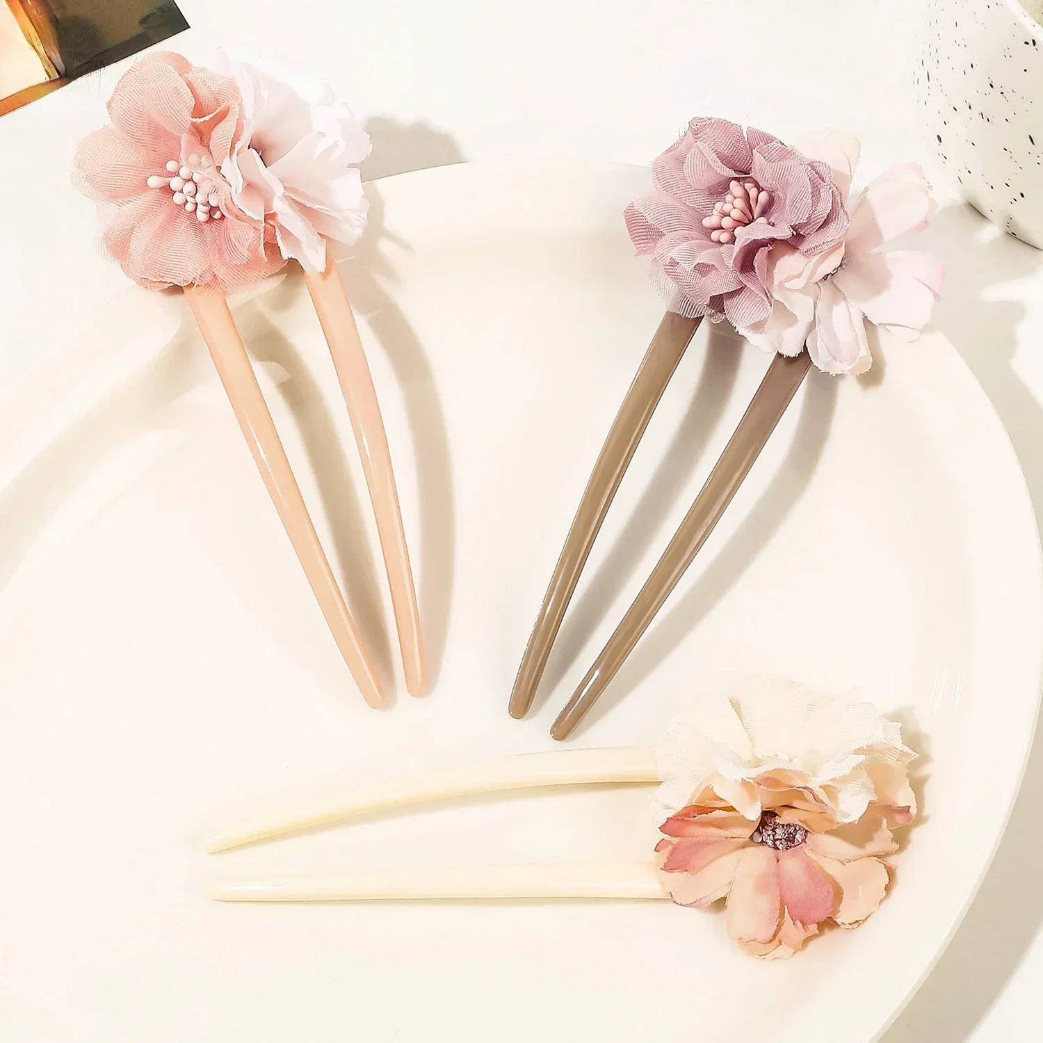 13cm U-shaped Begonia Flower Hair Clip Simple and Fashionable Women's Hair Clip Bangs Side Clip Holiday Hair Accessory Gift