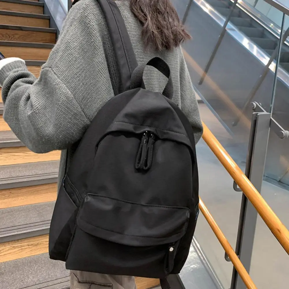 Sac à dos en Nylon de grande capacité pour étudiants, Portable, couleur unie, décontracté, hommes, femmes, adultes, cartable, fournitures scolaires