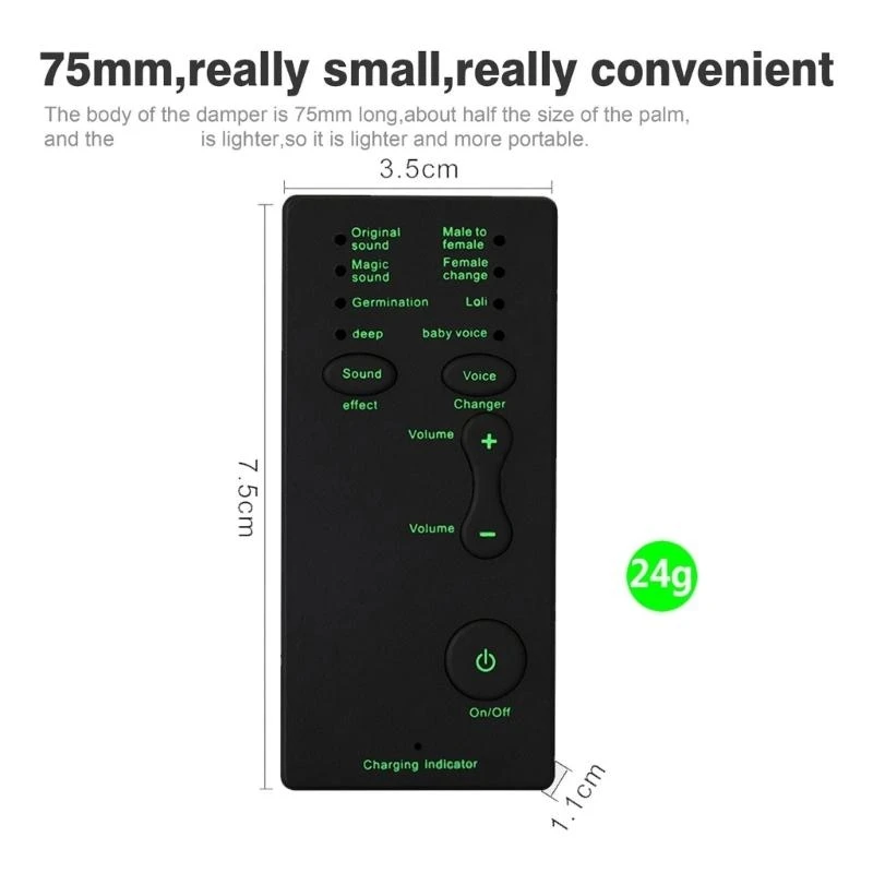 Small Voice Changer Multiple Sound Type Including Deeping Voice High Pitches Small Size Device for Phone Computer Use 896C